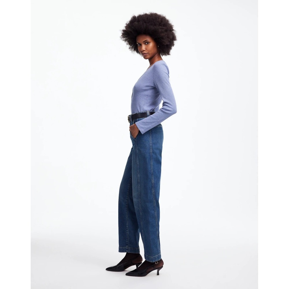 Madewell Tapered Denim Trousers Jeans Womens 24 Concho Wash NS931 - Picture 3 of 9